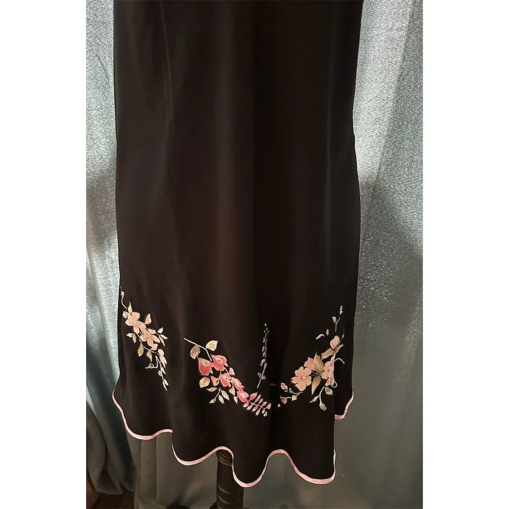 Oscar de la Renta Women's Black Embroidered Slip Dress Size S - Standard - Picture 2 of 5